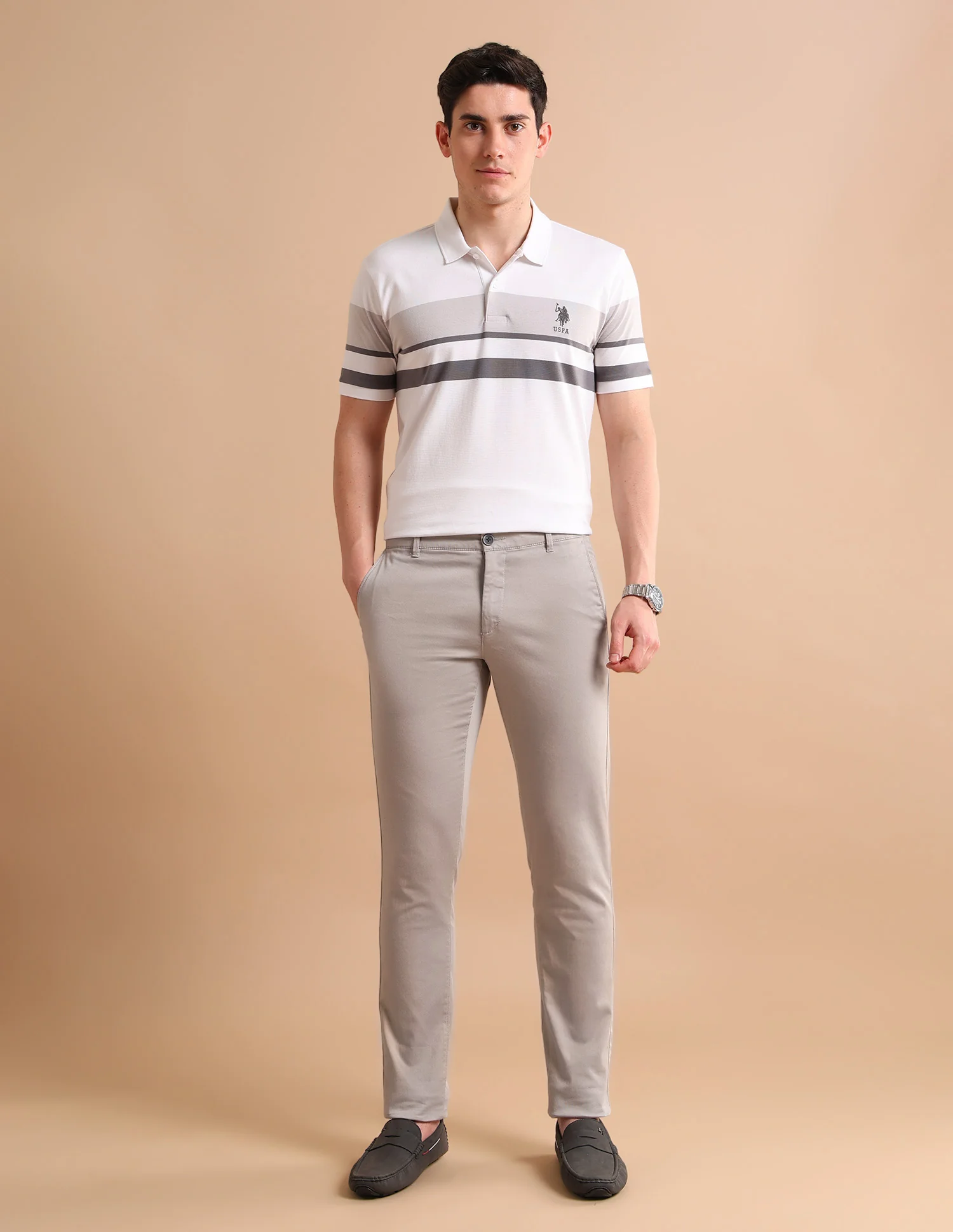 Austin Regular Fit Cotton Stretch Printed Signature Chinos - Image 3