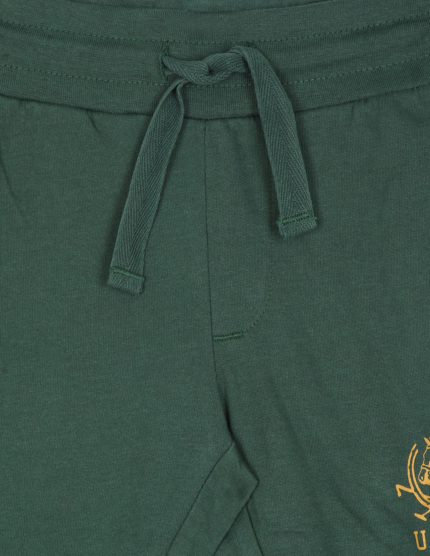 Boys Dark Green Mid Rise Solid Joggers - Image 3