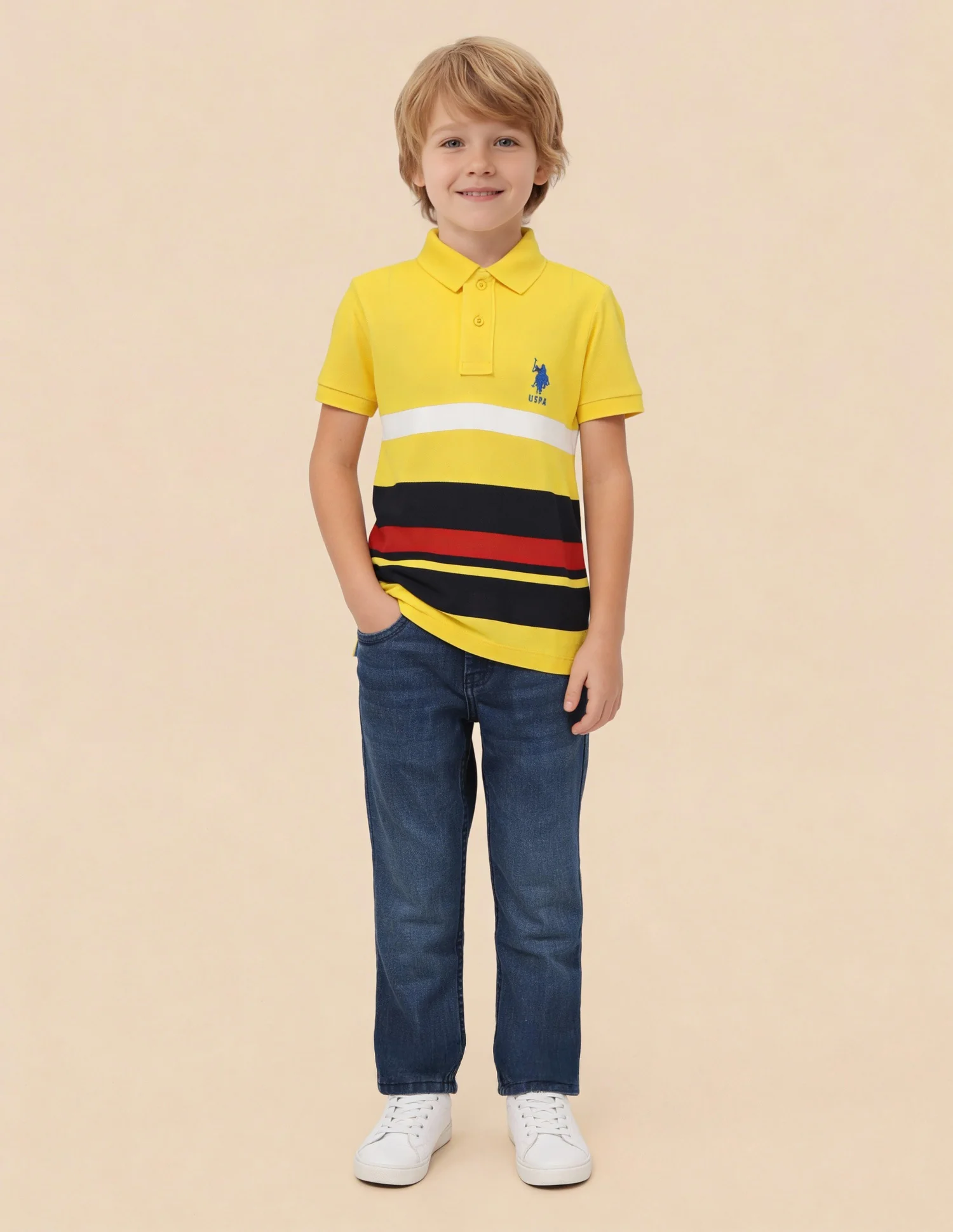 Boys Horizontal Stripe Polo Shirt - Image 3