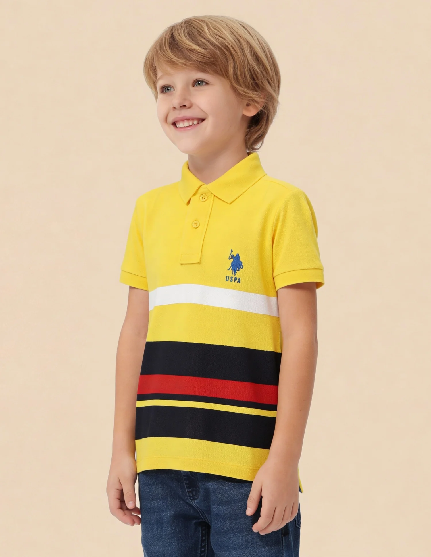 Boys Horizontal Stripe Polo Shirt - Image 4