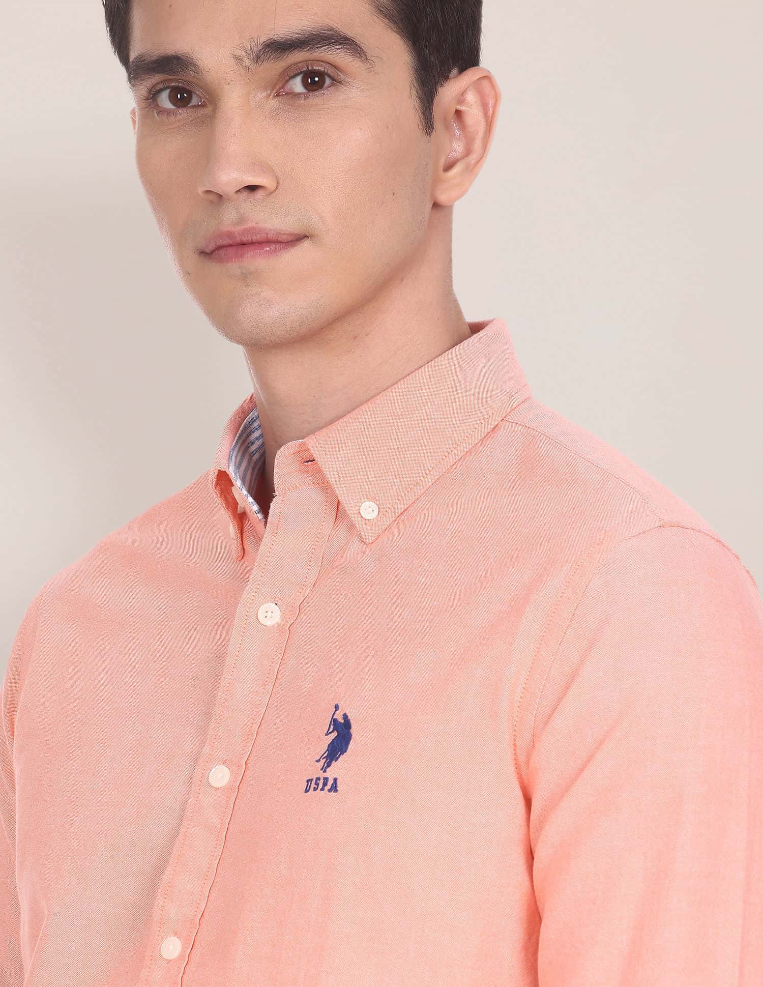 Button Down Collar Solid Casual Shirt - Image 6