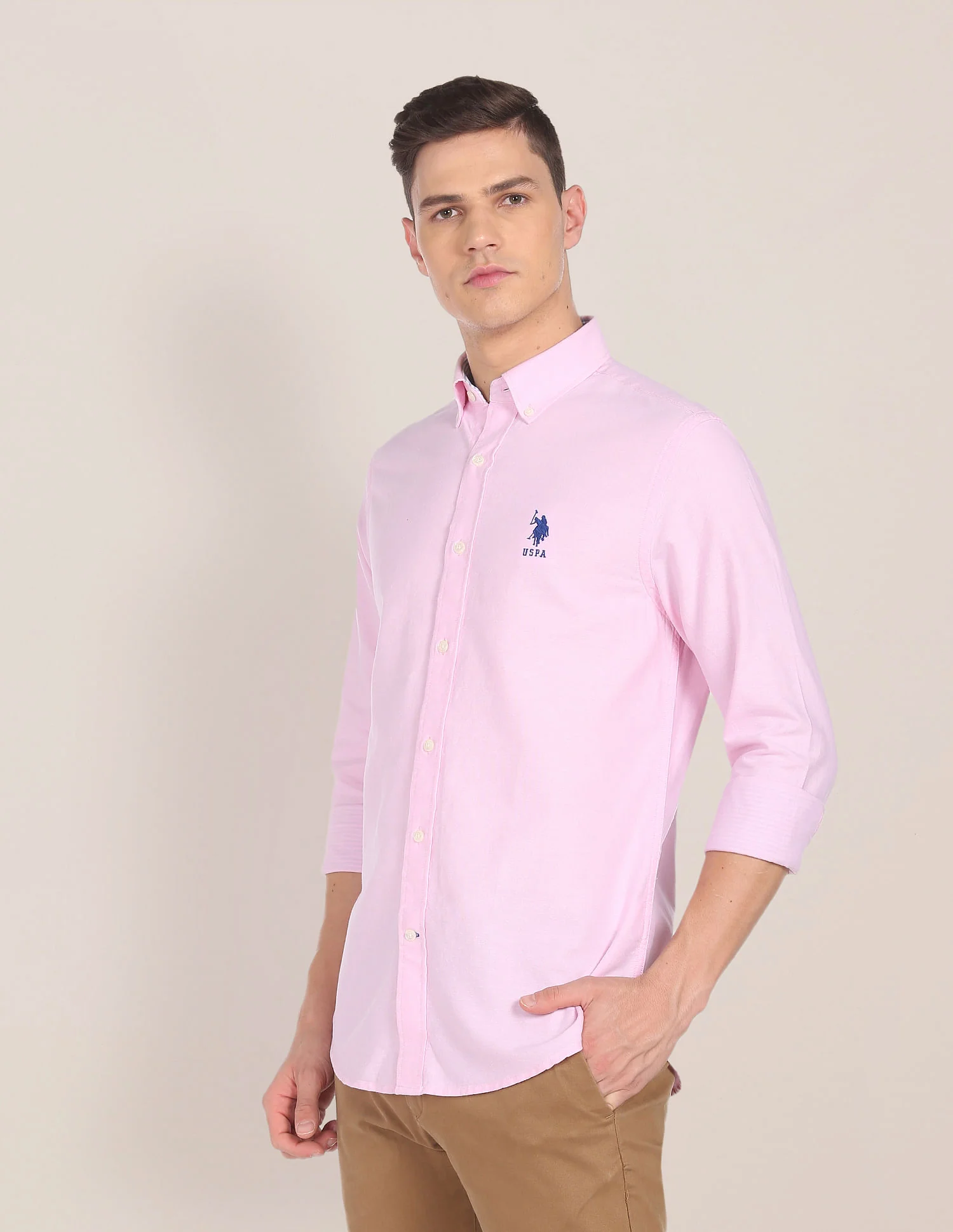 Button Down Collar Solid Casual Shirt - Image 4