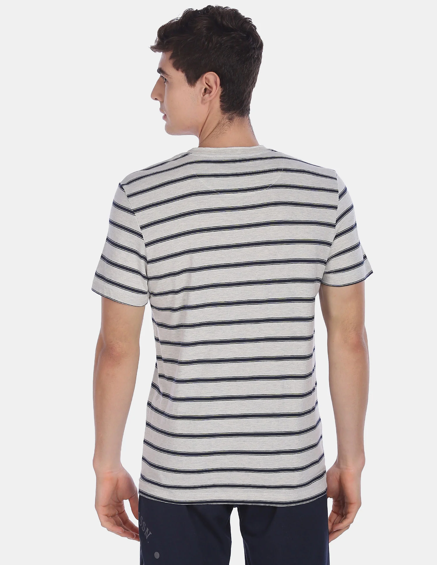 Comfort Fit Striped Cotton I687 Henley Lounge T-Shirt - Pack Of 1 - Image 4