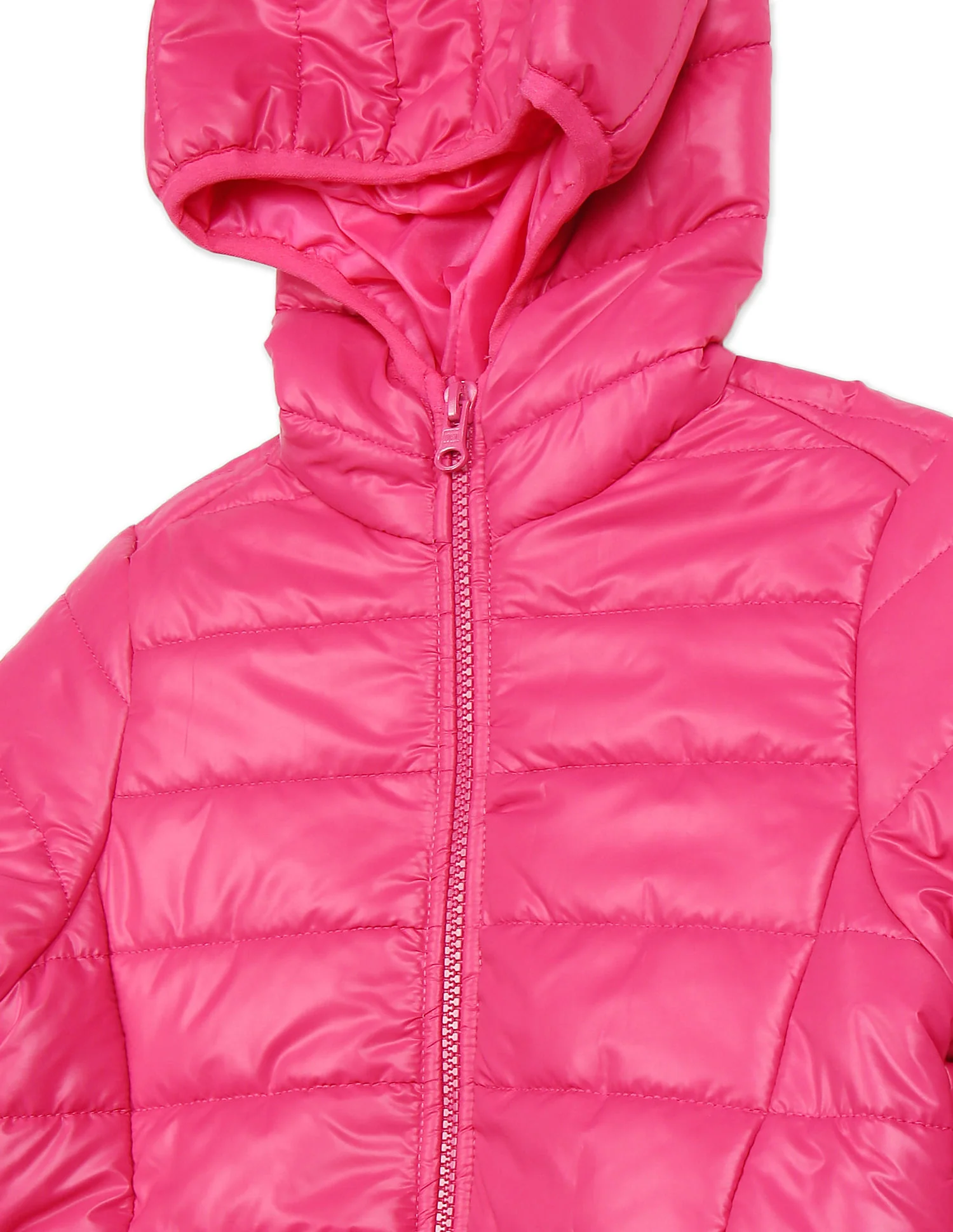 Girls Red Long Sleeve Hood Quilted Jacket - Image 3