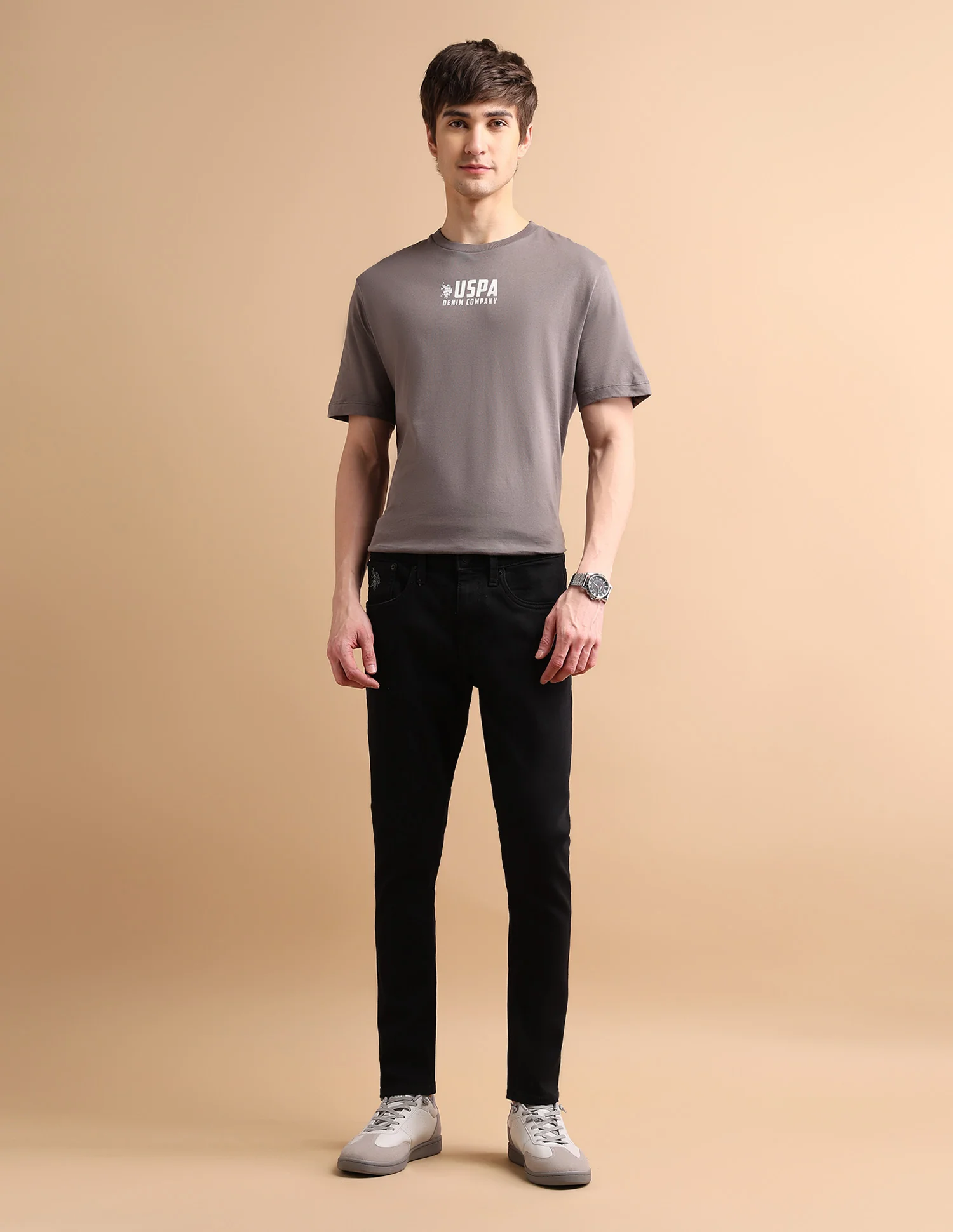 Henry Tapered Cropped Fit Black Jeans - Image 3