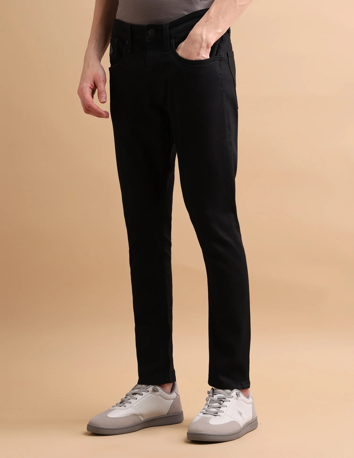 Henry Tapered Cropped Fit Black Jeans - Image 4