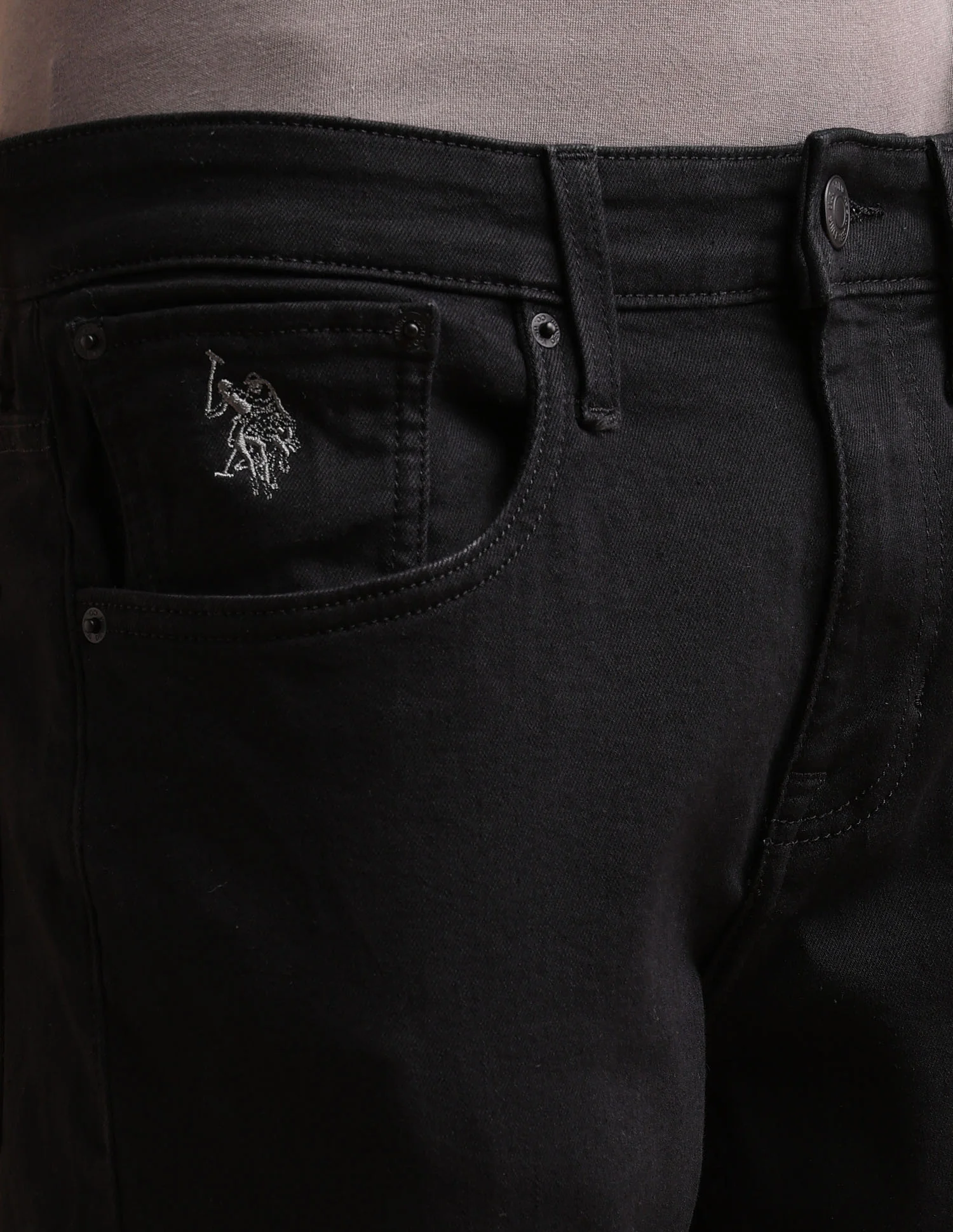 Henry Tapered Cropped Fit Black Jeans - Image 7