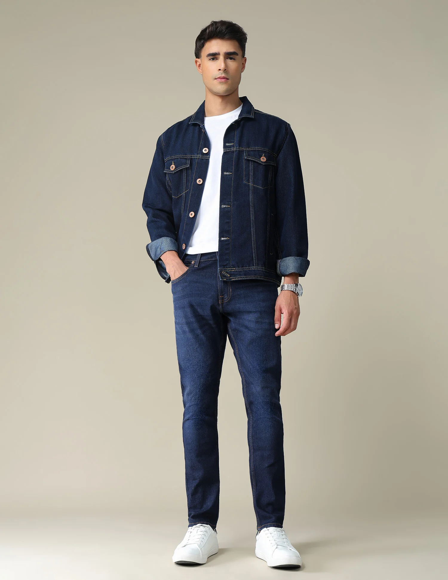 Henry Tapered Cropped Fit Blue Jeans - Image 3
