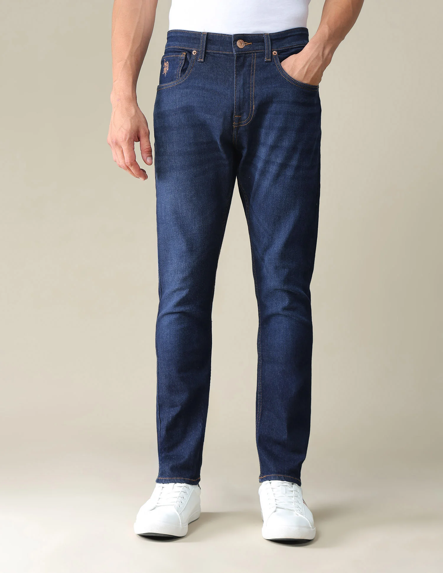 Henry Tapered Cropped Fit Blue Jeans - Image 6