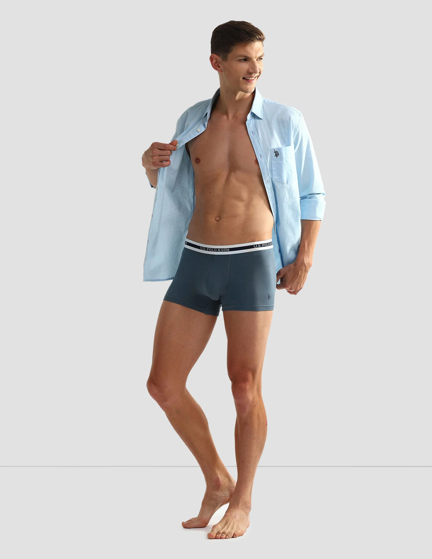 Elastic Waistband Ribbed Solid OET09 Trunks - Pack Of 2 - Image 3