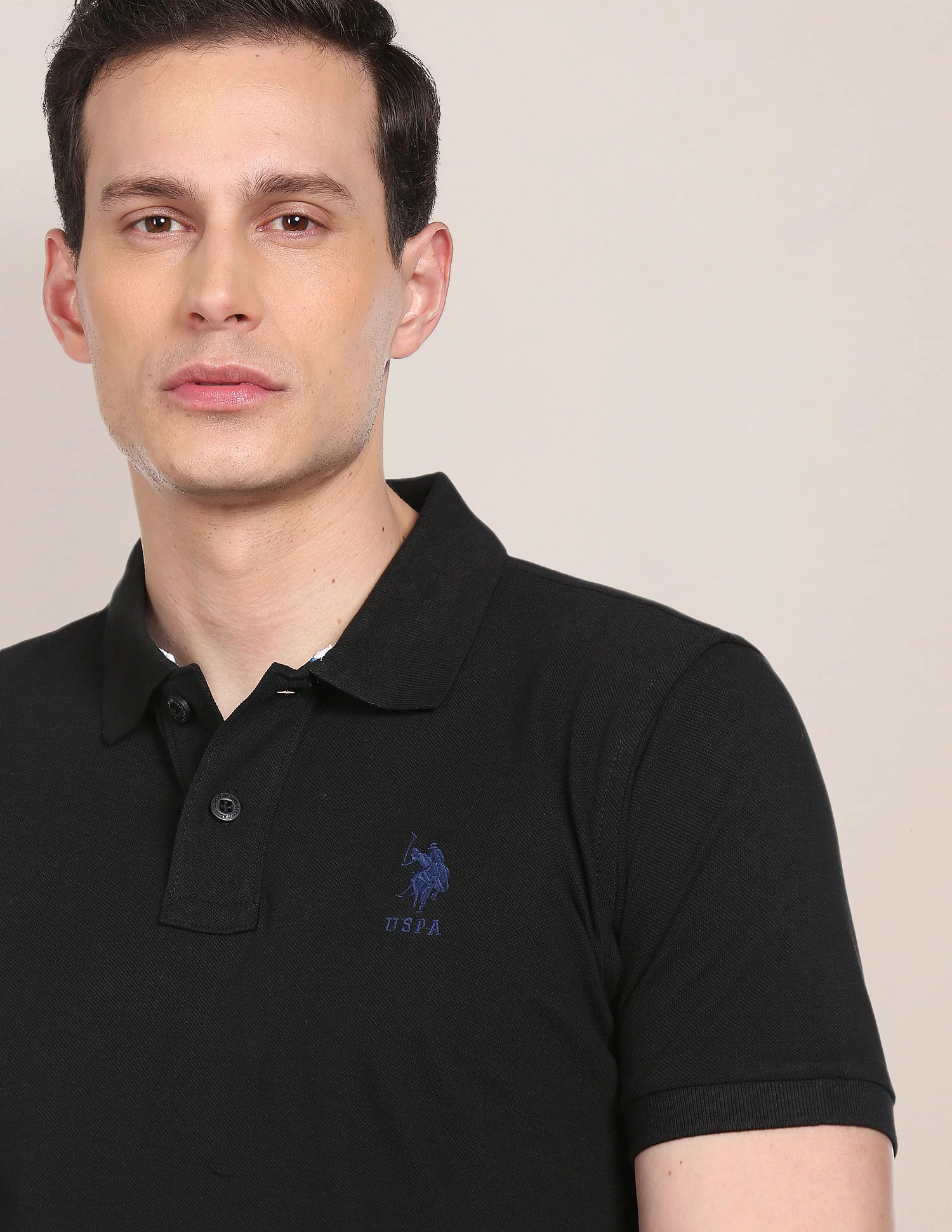 Ribbed Collar Solid Polo Shirt - Image 6