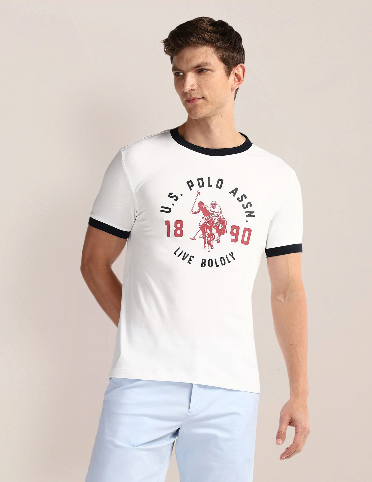 Crew Neck Brand Print T-Shirt - Image 4