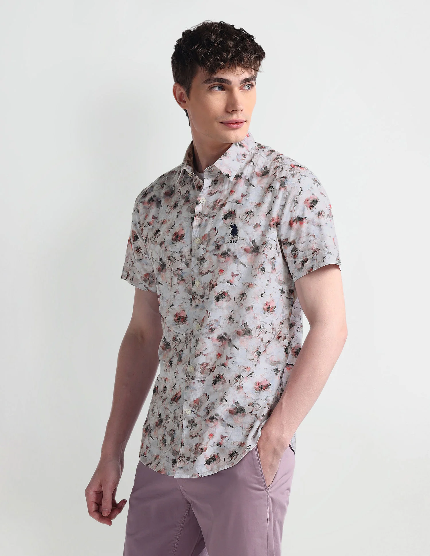Short Sleeve Slim Fit Floral Shirt - Image 4