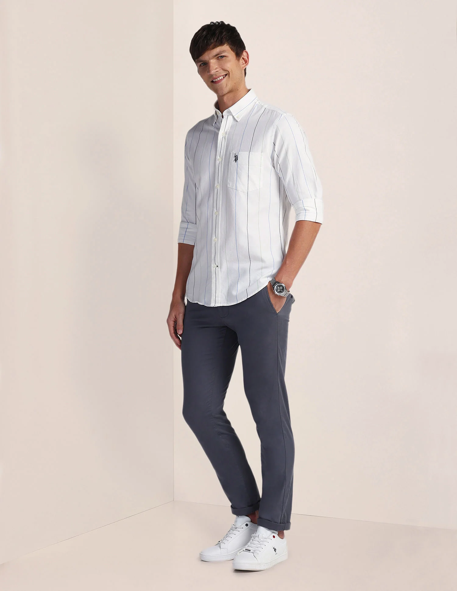 Vertical Stripe Cotton Shirt - Image 3