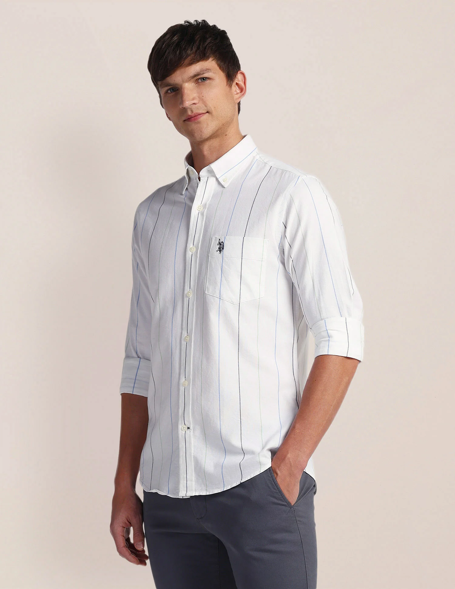 Vertical Stripe Cotton Shirt - Image 4