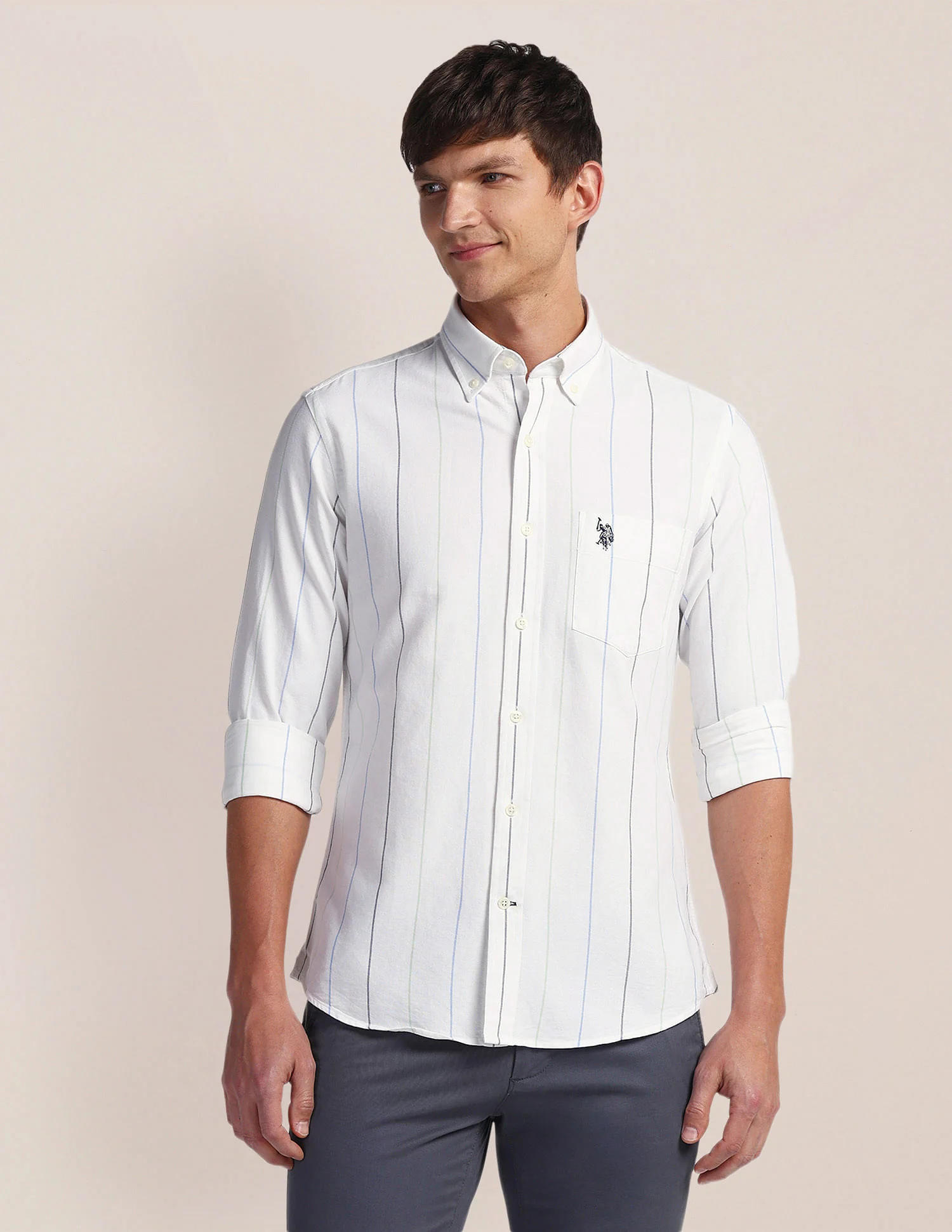 Vertical Stripe Cotton Shirt - Image 6
