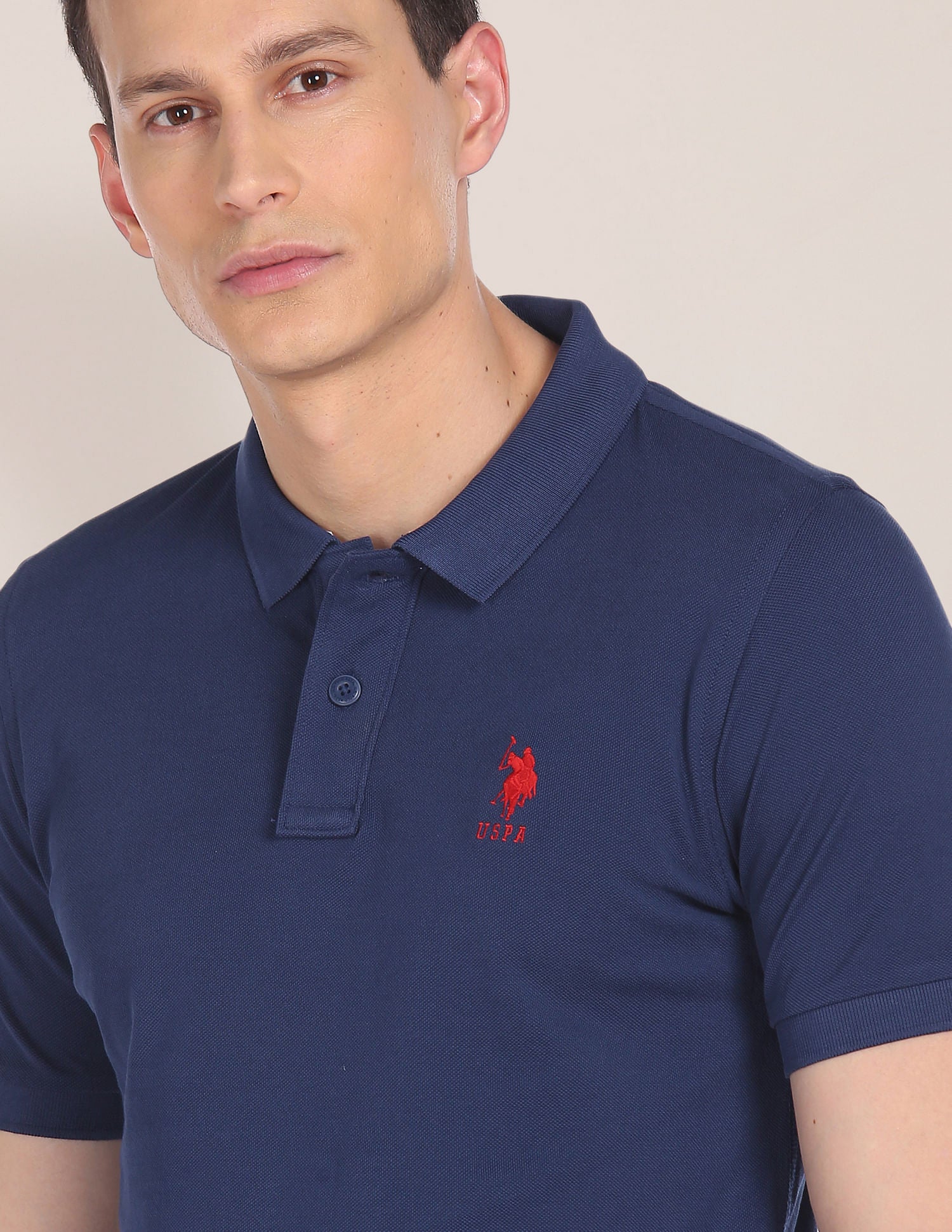 Ribbed Collar Solid Polo Shirt - Image 6