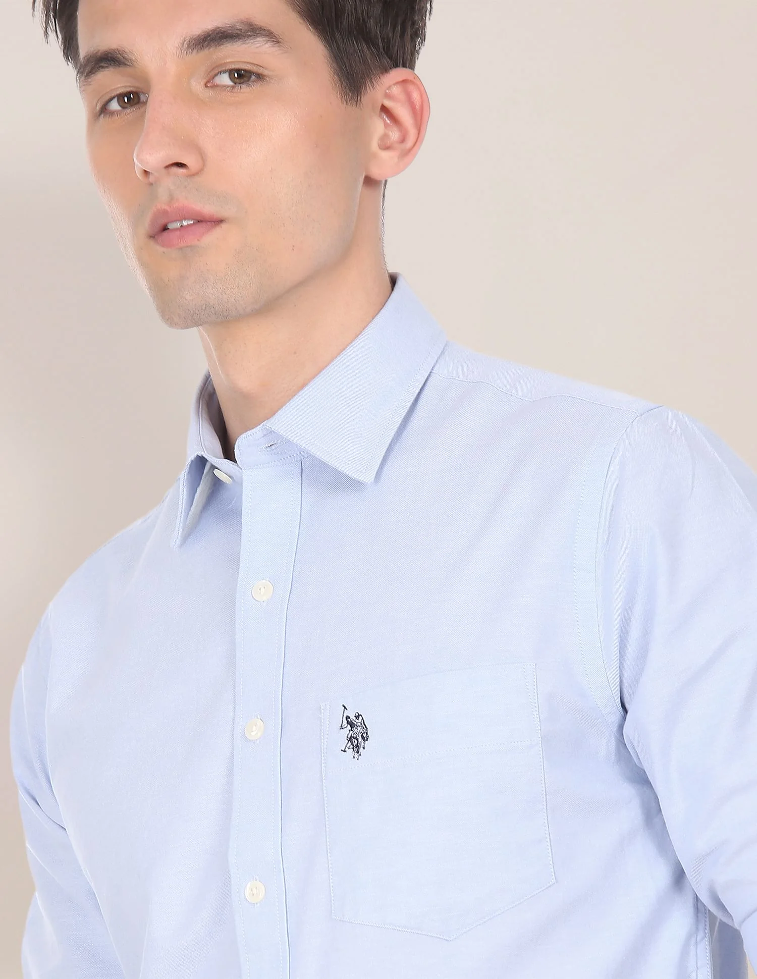 Spread Collar Solid Casual Shirt - Image 6