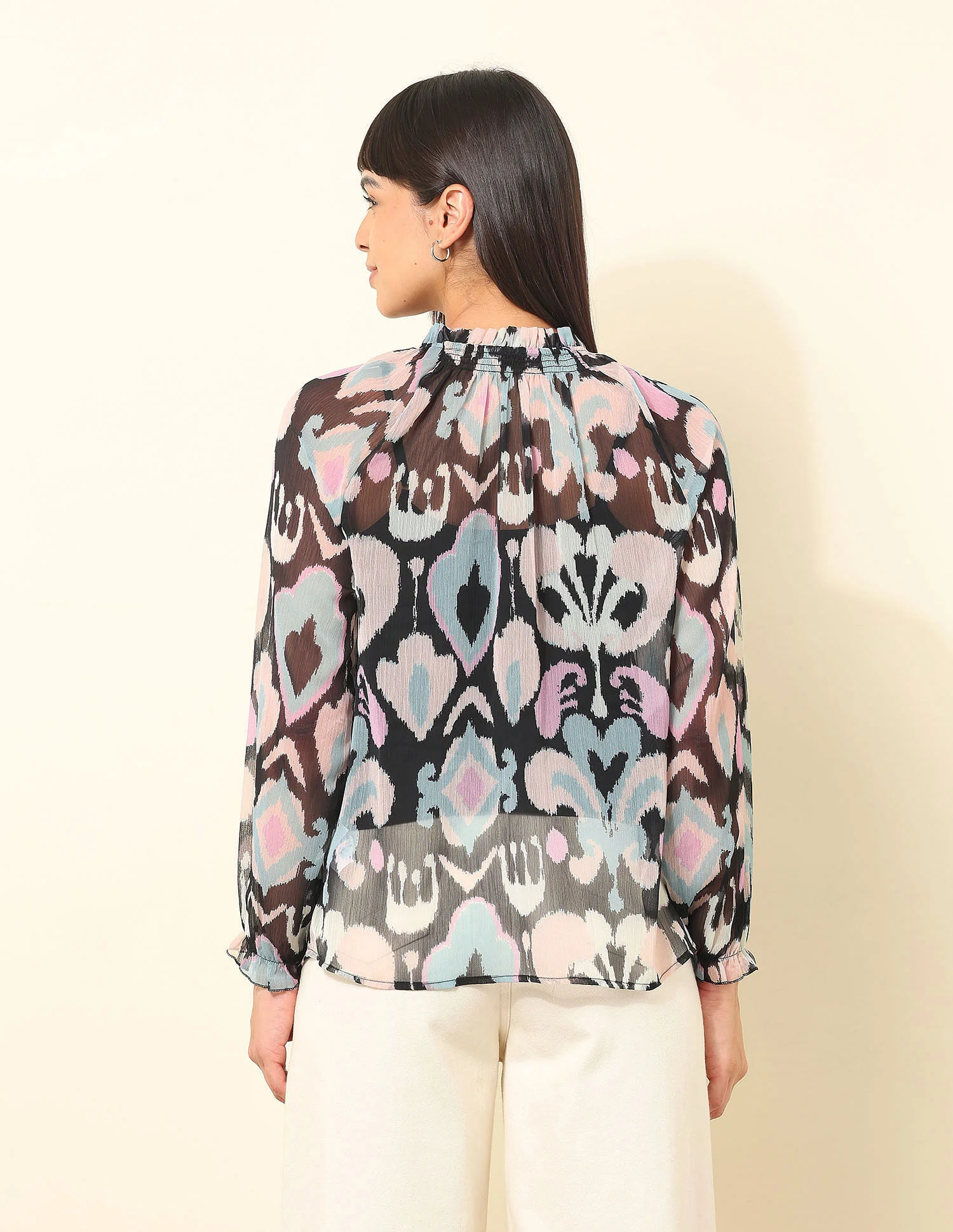 Ruffle Neck Floral Printed Top - Image 5