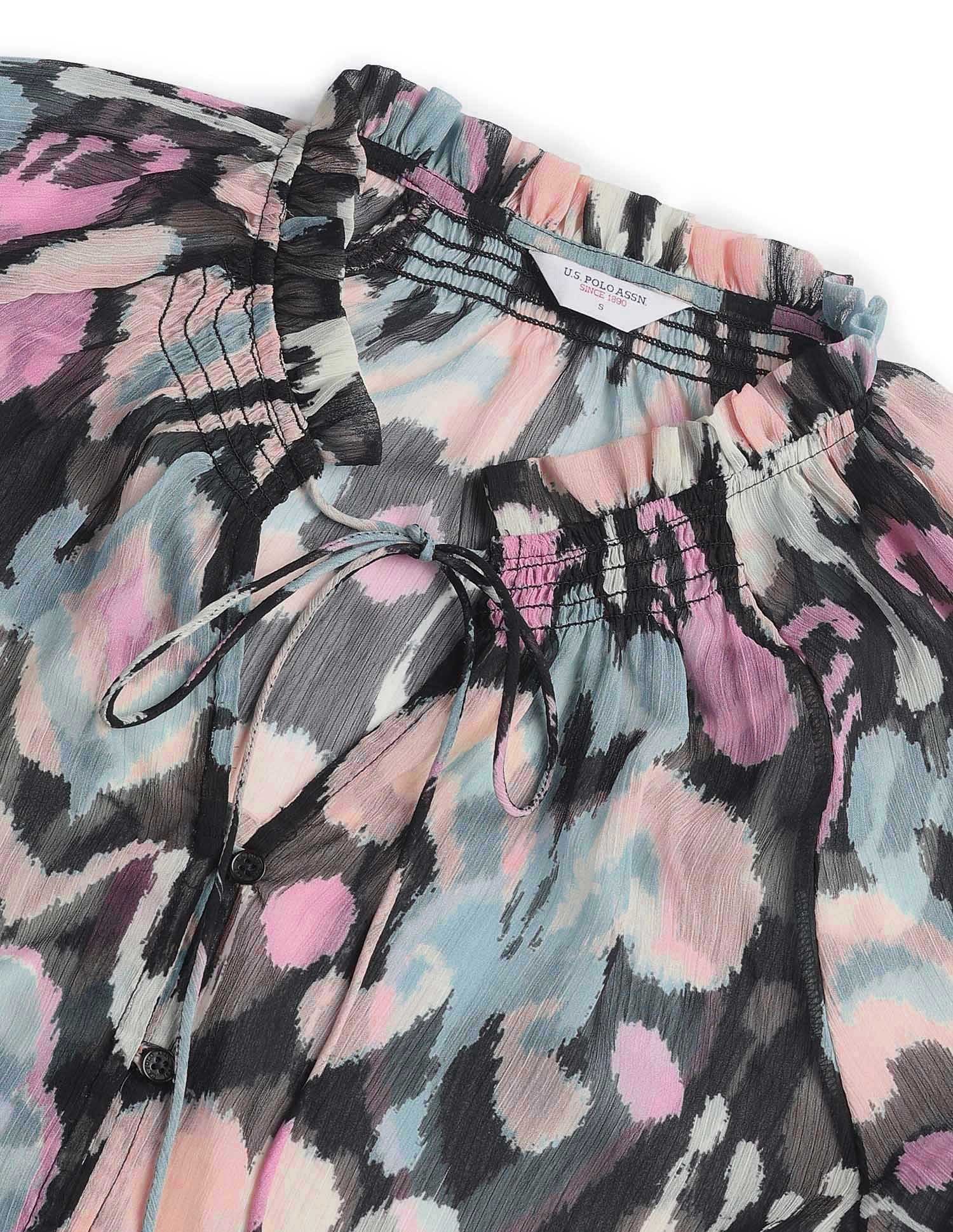 Ruffle Neck Floral Printed Top - Image 8