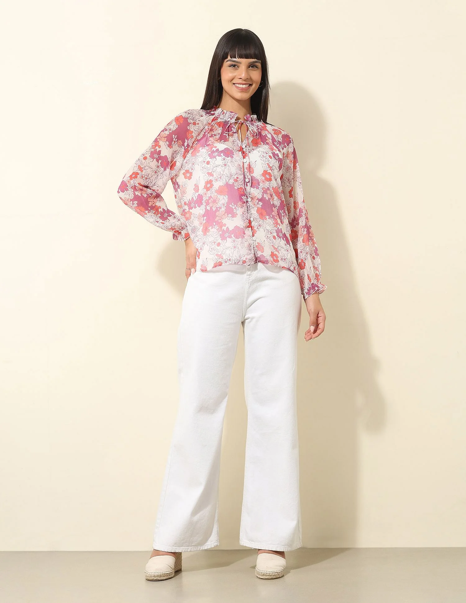 Sheer Floral Printed Top - Image 3