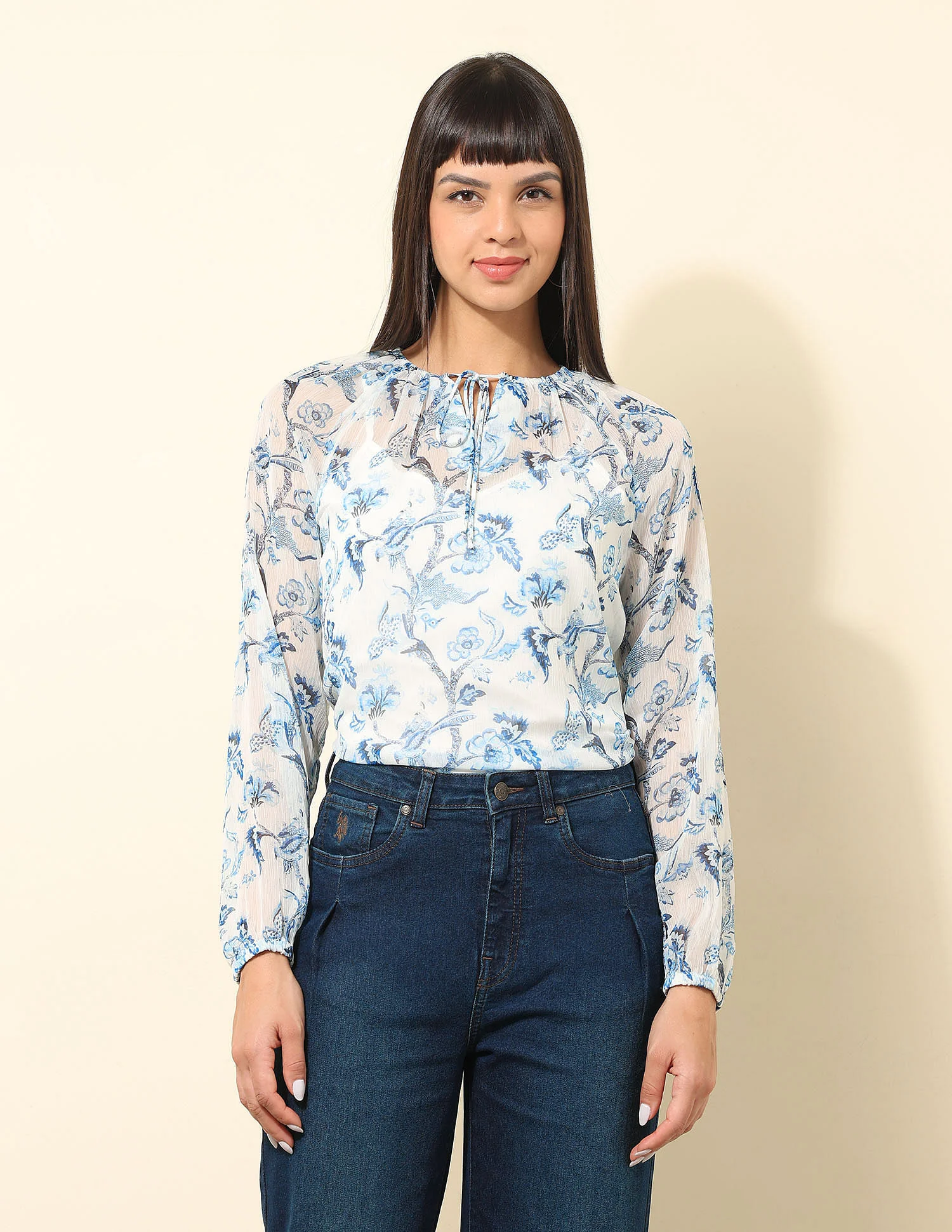 Chiffon Sheer Floral Printed Top - Image 6